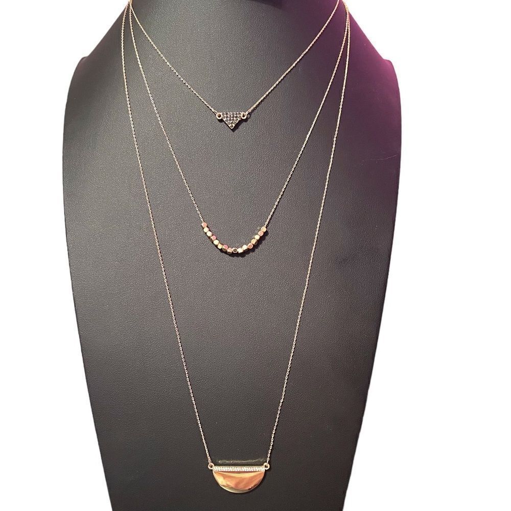 Wholesale 5 Pks Express Triple Strand Layered Rhinestone Long Necklace